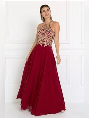 NWT $174 Stunning Elizabeth K Rhinestone Red Evening Prom Gown Formal Dress XL